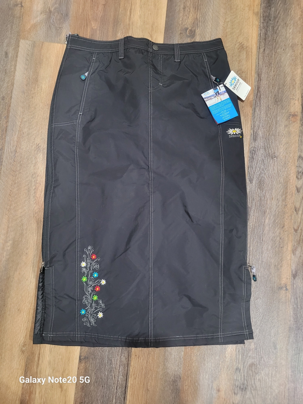 SKHOOP Hella Skirt Black Embroidered Insulated Midi Maxi Winter Ski XL NWT